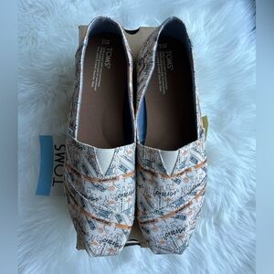 🆕 TOMS Men's Canvas Slip-On Shoes City Map Chicago Print Size 12 Casual